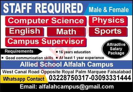 Allied School Faisalabad Teaching Jobs 2025